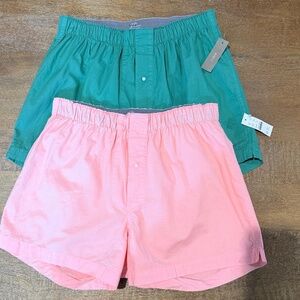 NWT Two J.Crew Boxer short in garment-dyed Broken-in organic cotton oxford SZ M